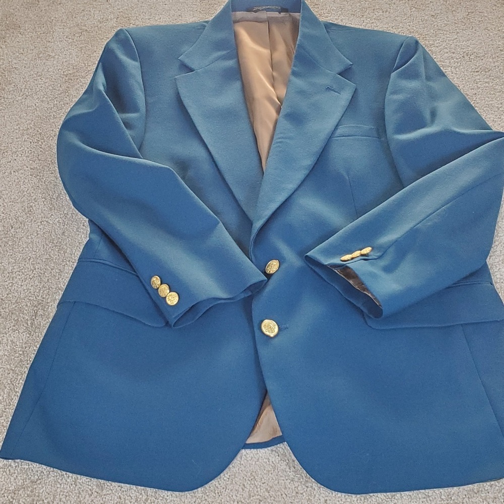 Tailors Row by Deansgate Blazer Size 41 R Teal Green Sports Coat Jacket  Wool